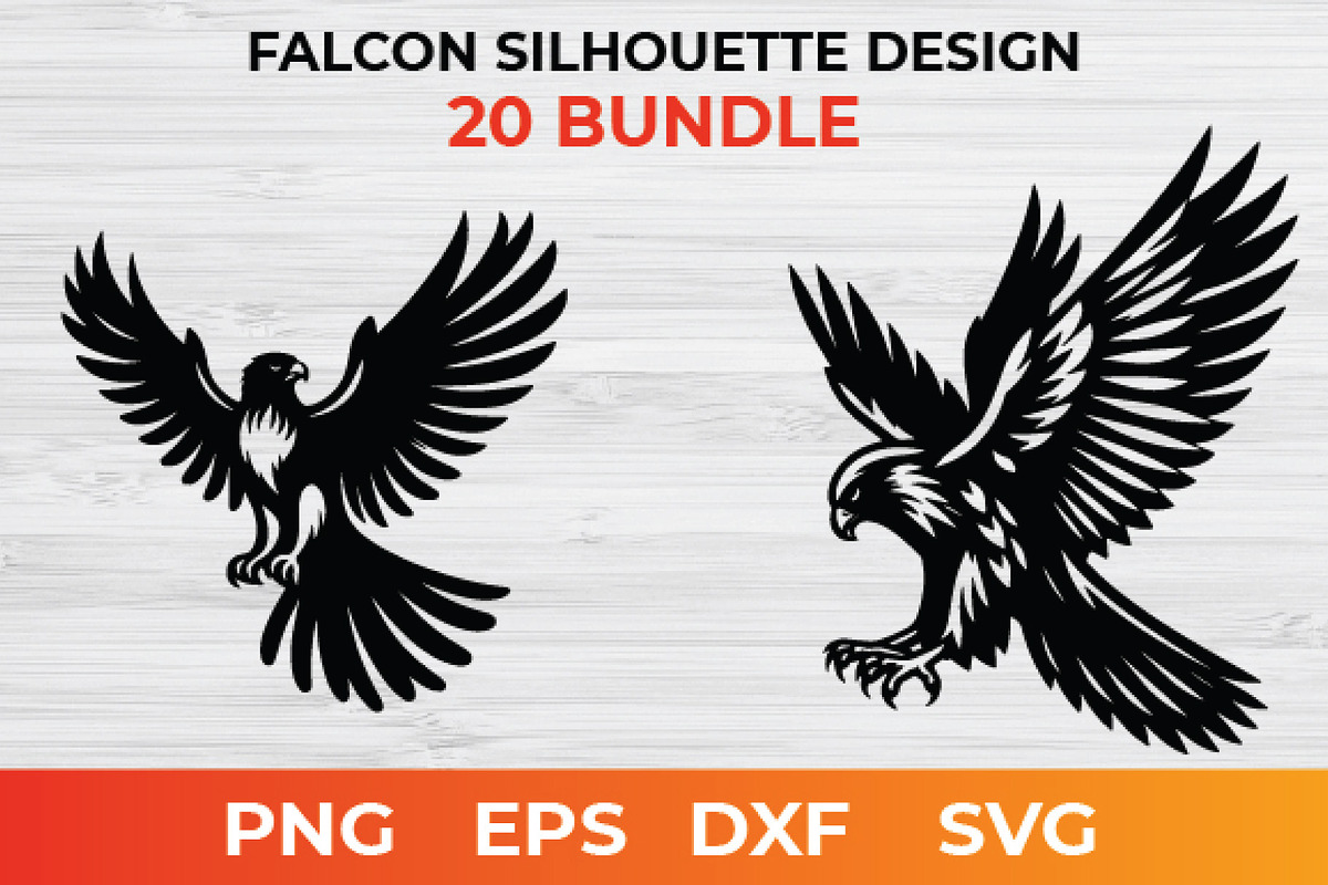 Falcon Silhouette Design bundle, an Animal Illustration by bossdesigner (Photo 3 of 3)