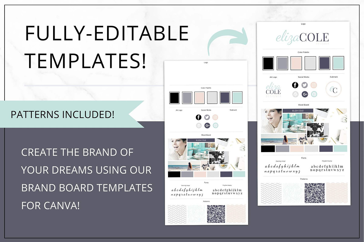Branding Board Template Canva, a Branding & Logo Template by Lady Boss ...