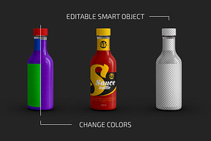 Glass Tomato Sauce Bottle Mockup Set