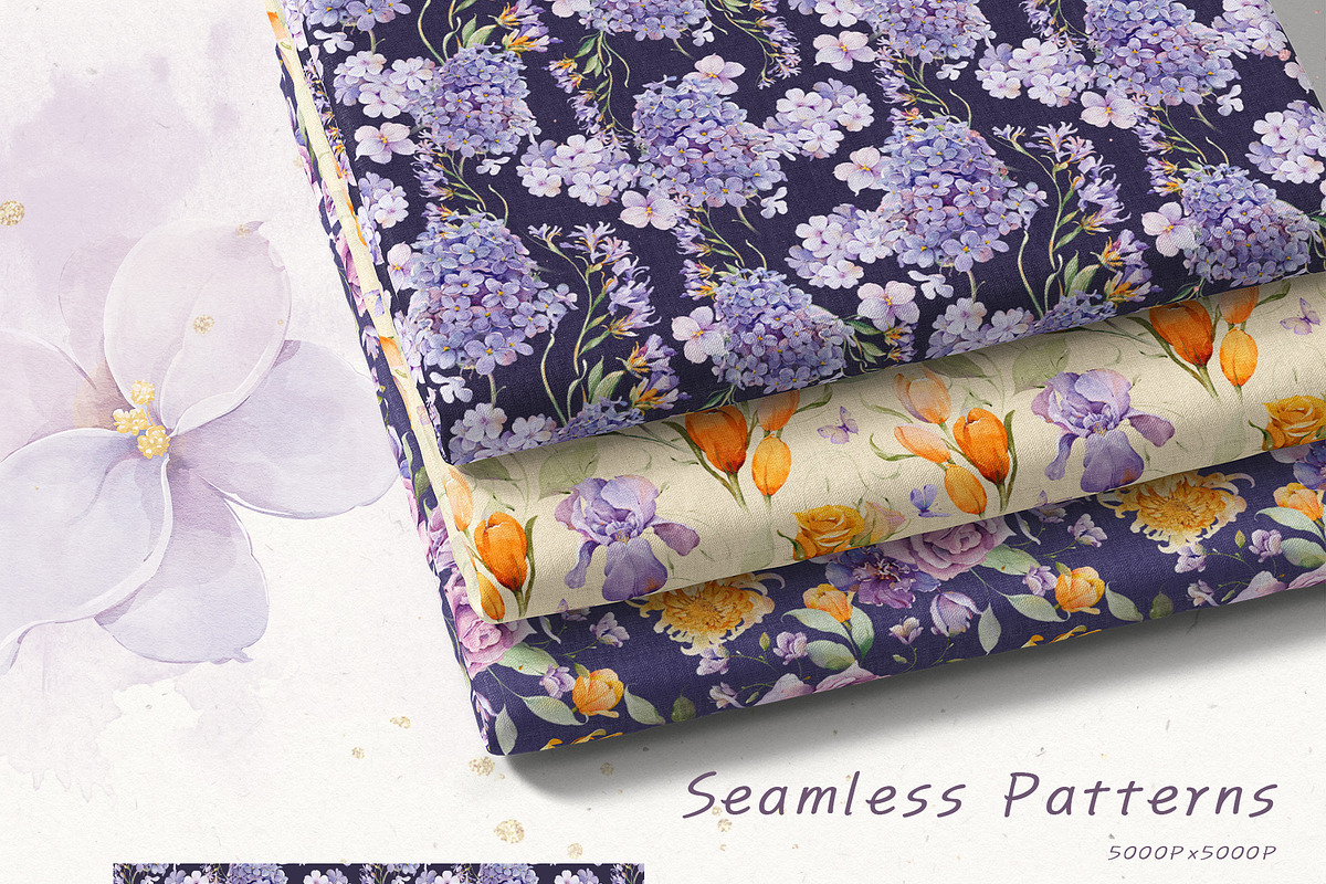 Watercolor Violet Floral Collection, a Decorative Illustration by Damian Roh (Photo 12 of 14)