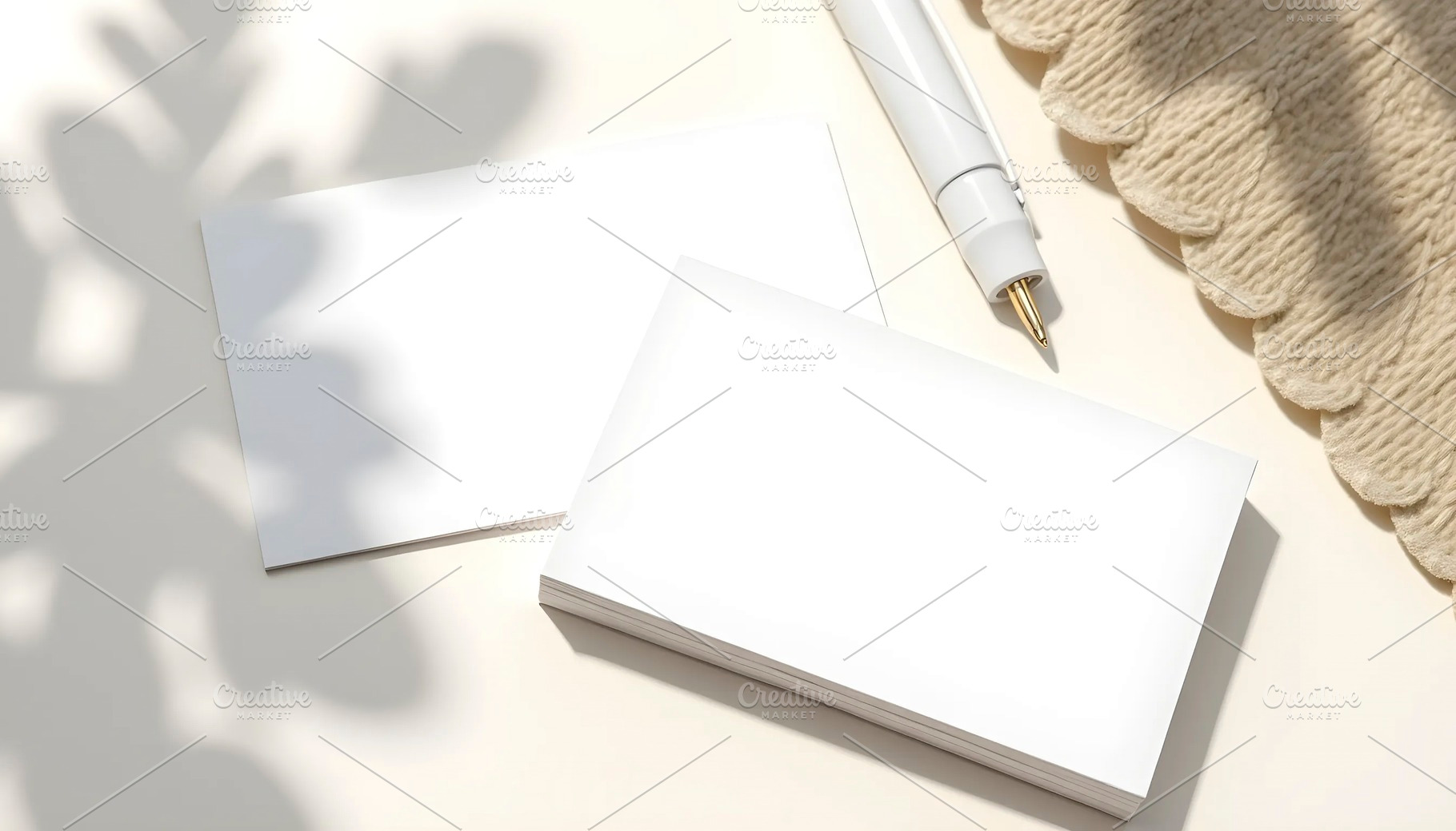 Flat Lay Business Cards Mockup Scene, a Photo by LOGOCREATIVE
