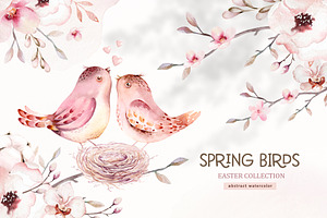 Watercolor Spring Birds Collection