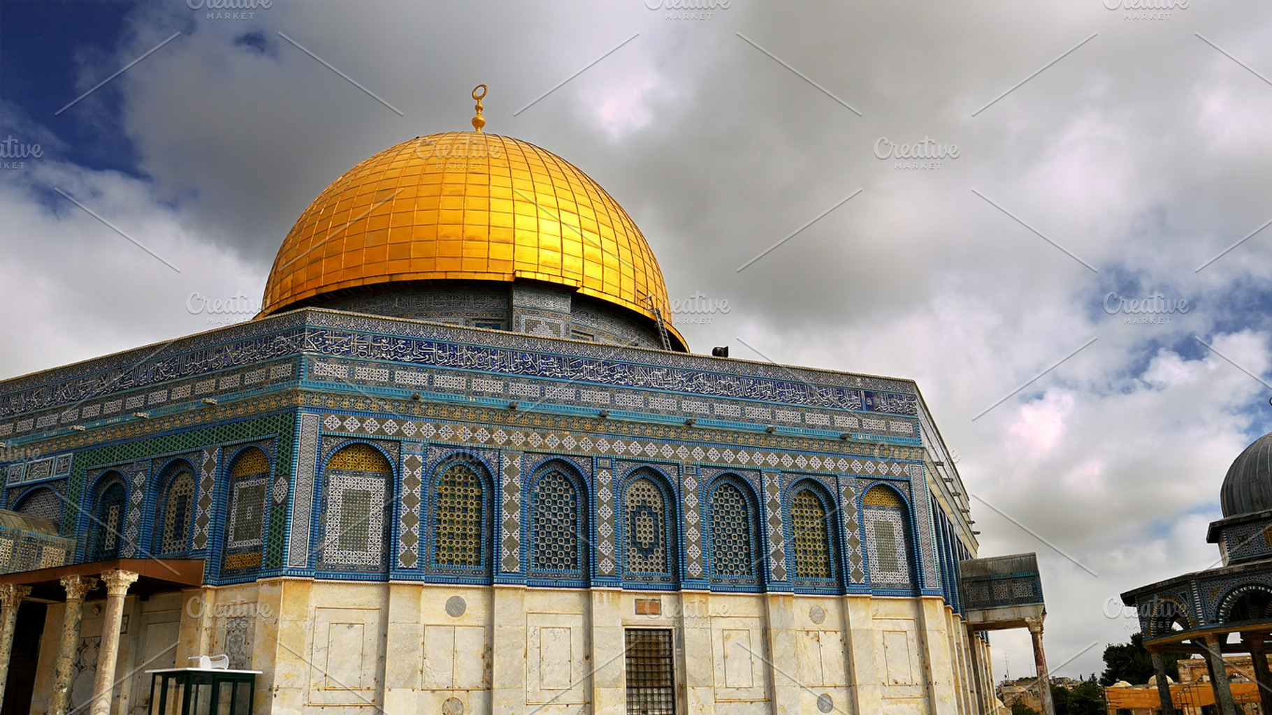 Clouds over dome of the rock mosque in jerusalem stock photo containing, an Architecture Photo by HighRes Pictures