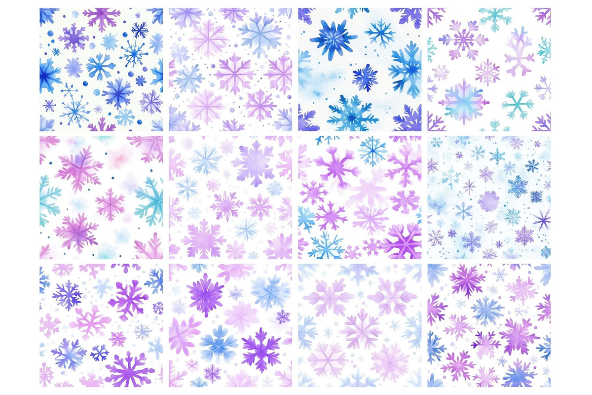 Watercolor Snowflakes Seamless, an Illustration by Mashimara (Photo 2 of 4)