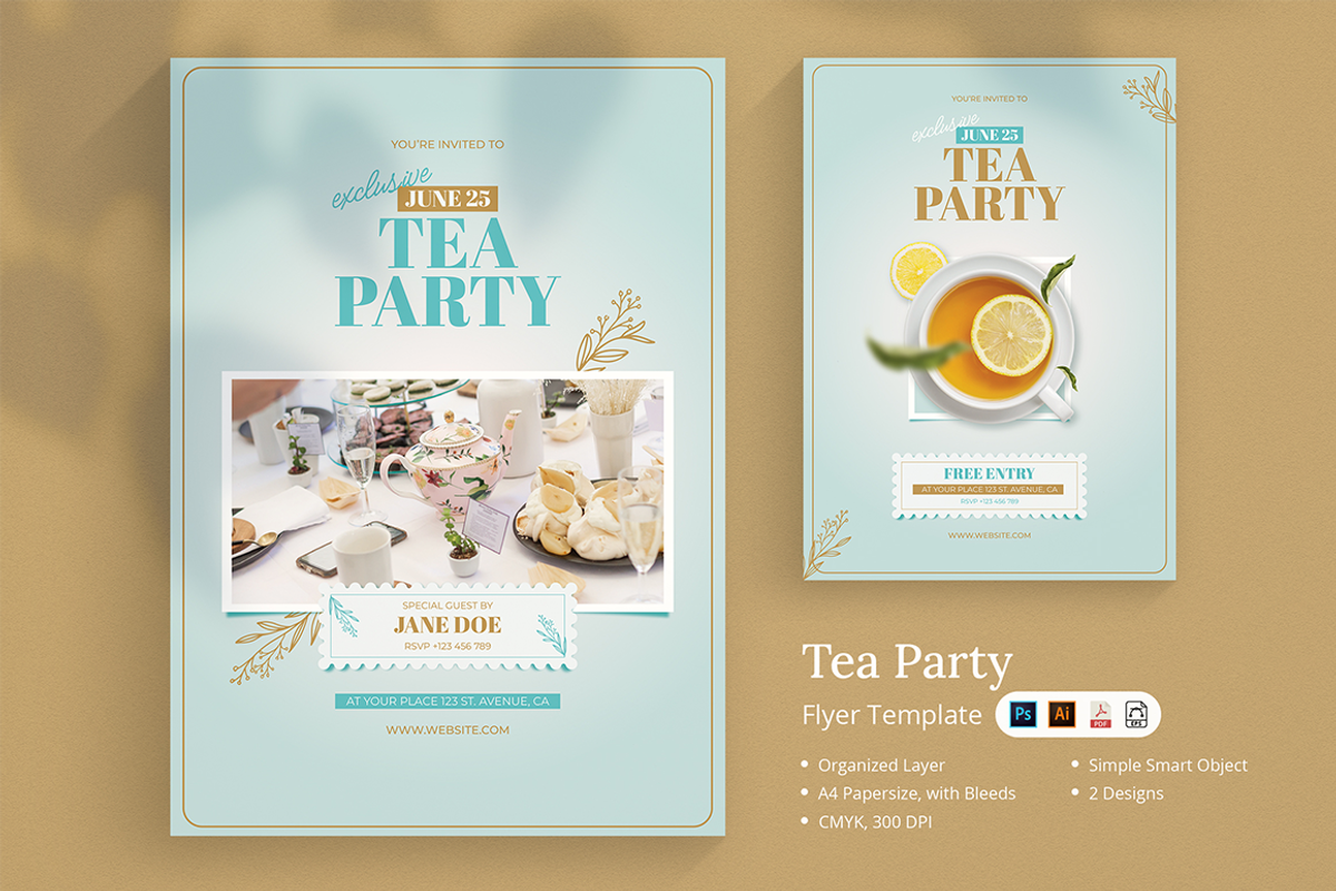 Punca - Tea Party Flyer, a Flyer Template by Lettha-Studio (Photo 1 of 4)