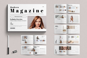 Modern Magazine Template Landscape, a Magazine Template by E-Type