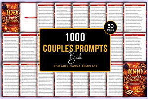 1000 Couples Prompts Book Canva, a Stationery Template by Mustafiz