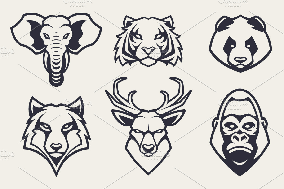 Animals Mascot Icons Vector Set, a Duotone Icon by Vecster (Photo 5 of 17)