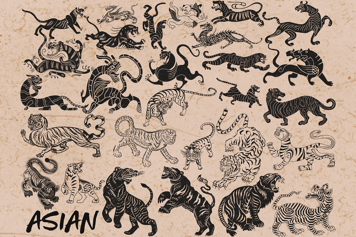 Tiger Procreate Stamps., a Brush Add-On by TheWhiteCatLab (Photo 3 of 7)