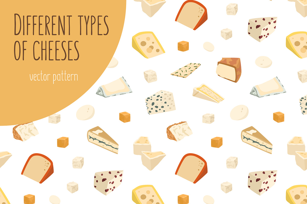 Cheese types seamless pattern, a Pattern Graphic by Good Studio (Photo 1 of 4)