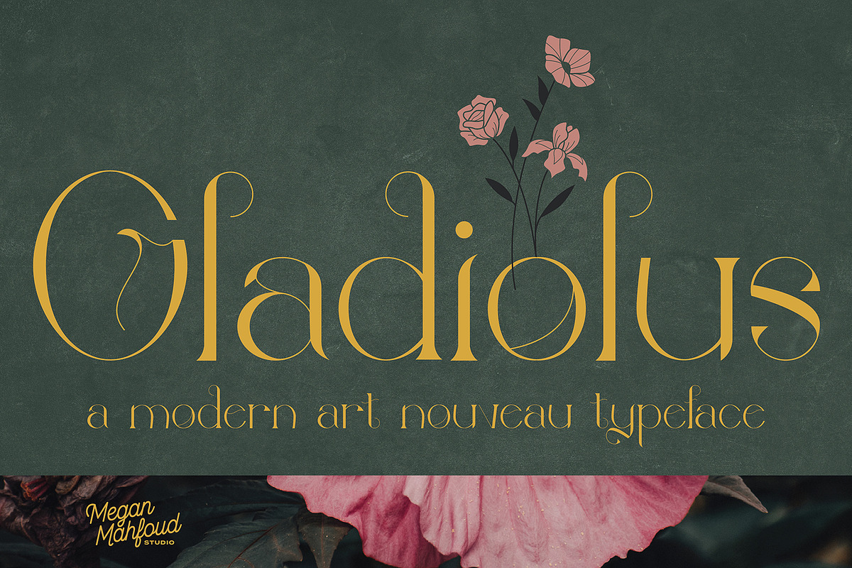 Gladiolus: Elegant Art Nouveau Type, a Serif Font by Megan Mahfoud Studio (Photo 1 of 8)