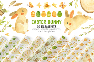 Easter Bunny, Rustic watercolor set