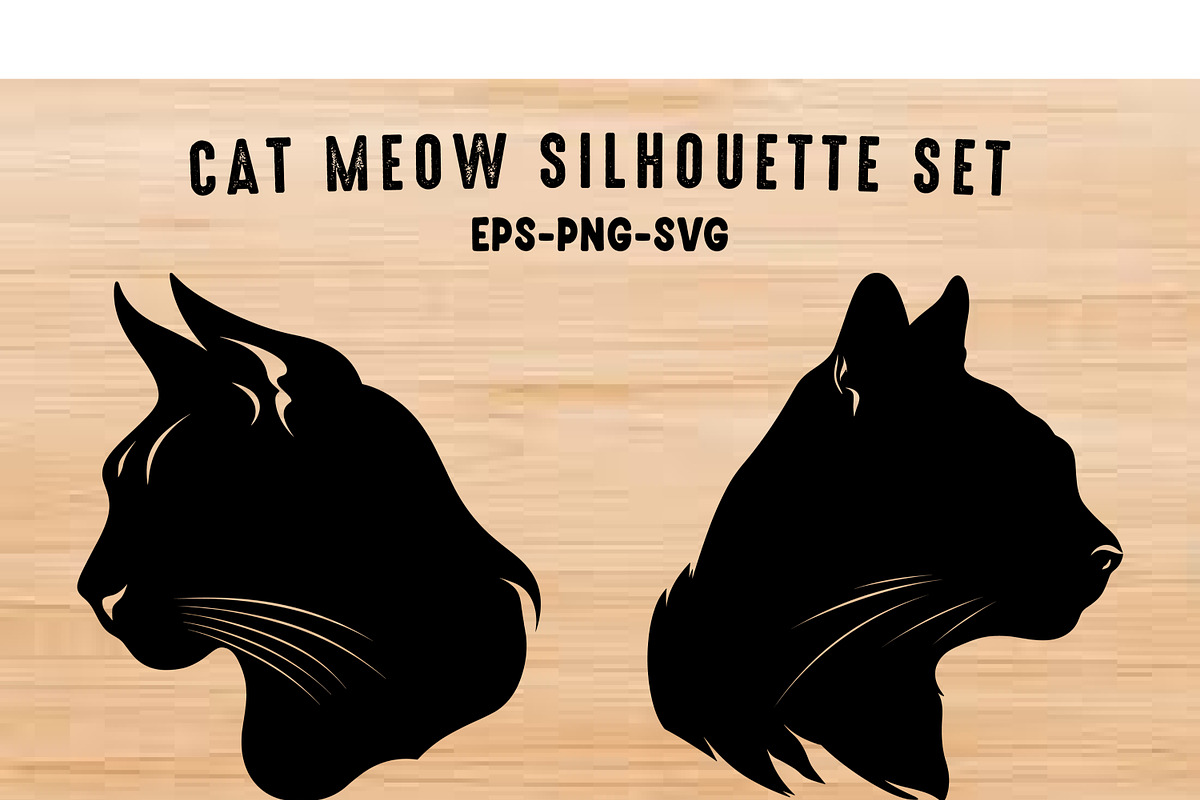 Meow Cat Clipart Silhouette SVG Set, an Animal Illustration by Gfx Expert Team (Photo 1 of 3)