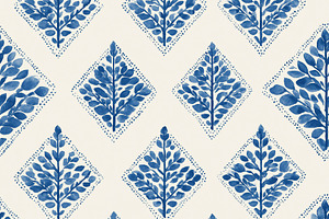 Seamless pattern blue watercolor leaves creating a seamless geom, a Pattern Graphic by Studio ANNA