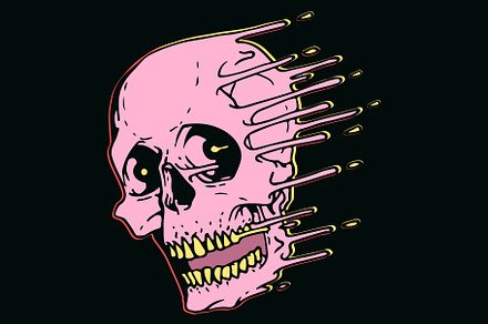 Pink skull design in liquid style