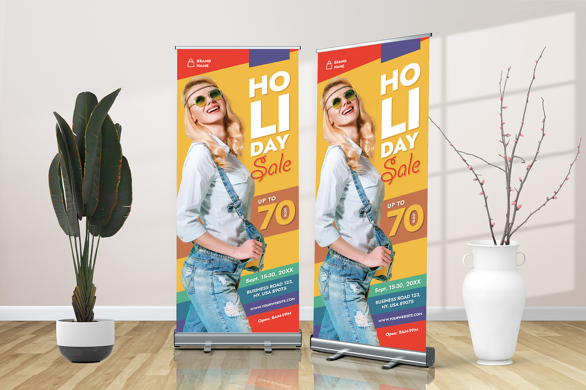 Holiday Sale Roll Up Banner, a Stationery Template by Boostock