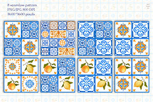 Mediterranean Tiles Seamless Pattern