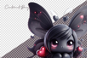 Watercolor Cute Dark Butterfly