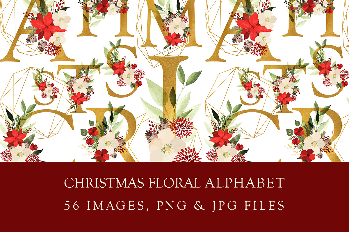 20% OFF! Christmas Floral Alphabet, an Illustration by Chus Moreno Studio (Photo 3 of 11)
