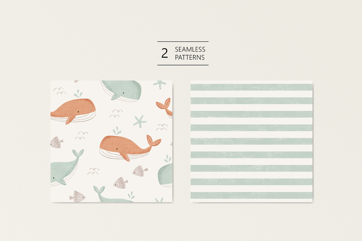 Cute whales, a Pattern Graphic by Olena Kuznietsova (Photo 2 of 9)