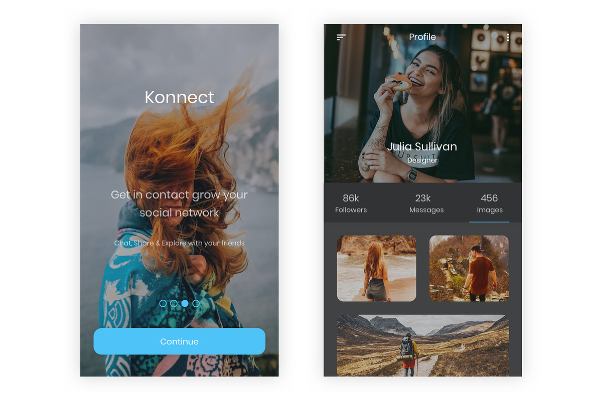 Konnect - Social Media Photoshop App, an UI Kit Template by themelove (Photo 3 of 9)