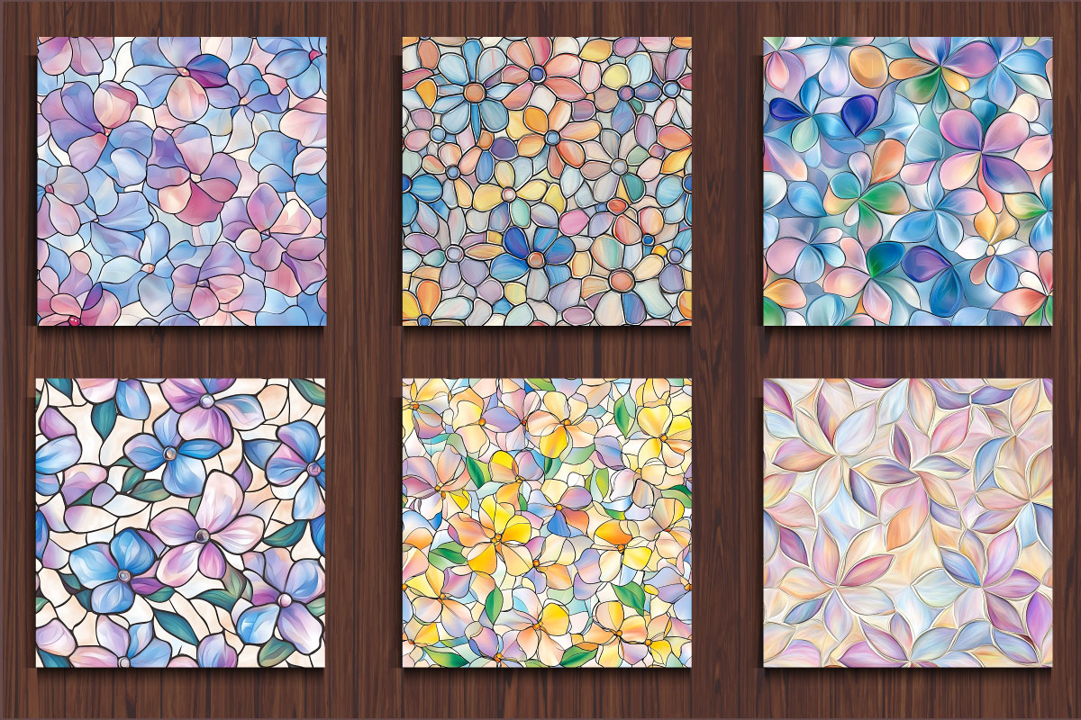 Pastel Stained Glass Patterns, a Pattern Graphic by protabsorkar11