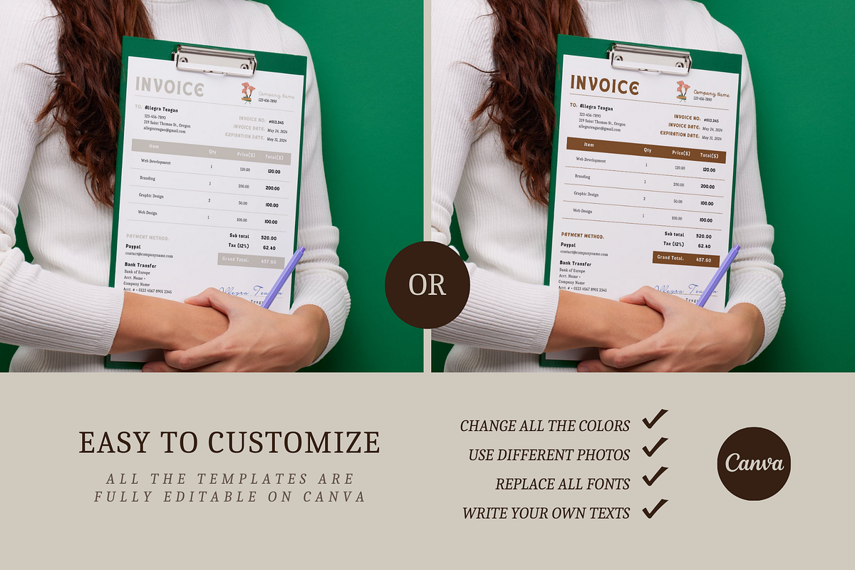 INVOICE CANVA TEMPLATE, a Print Template by The Little Lily Studio (Photo 5 of 5)