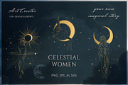 Hand drawn Celestial Women Line Art, an Illustration by KirillsWorkshop (Thumbnail 1 of 8)