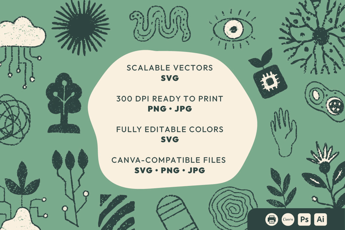 Techno Nature – 80+ Illustration Set, a Decorative Illustration by JuliBelushi (Photo 9 of 9)