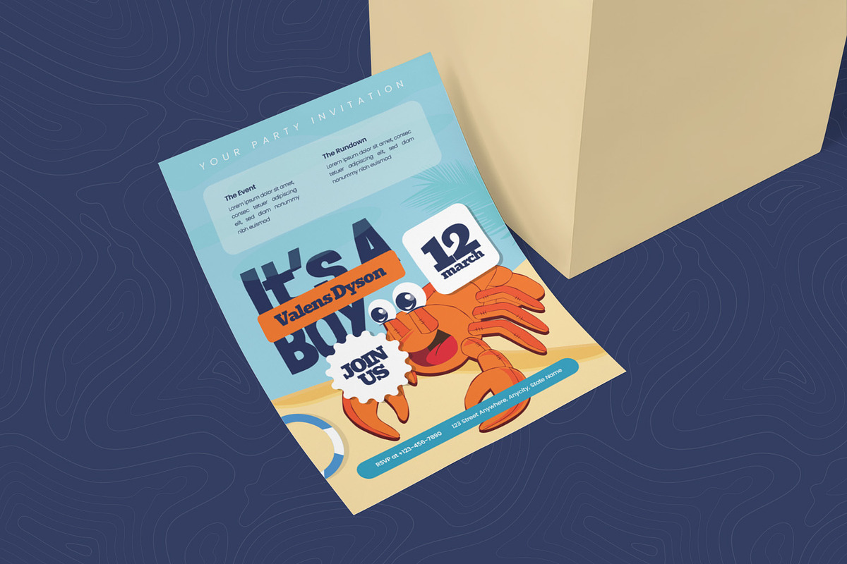 Lobster Beach Baby Shower Invitation, an Invitation Template by Esensifiksi.studio (Photo 3 of 4)