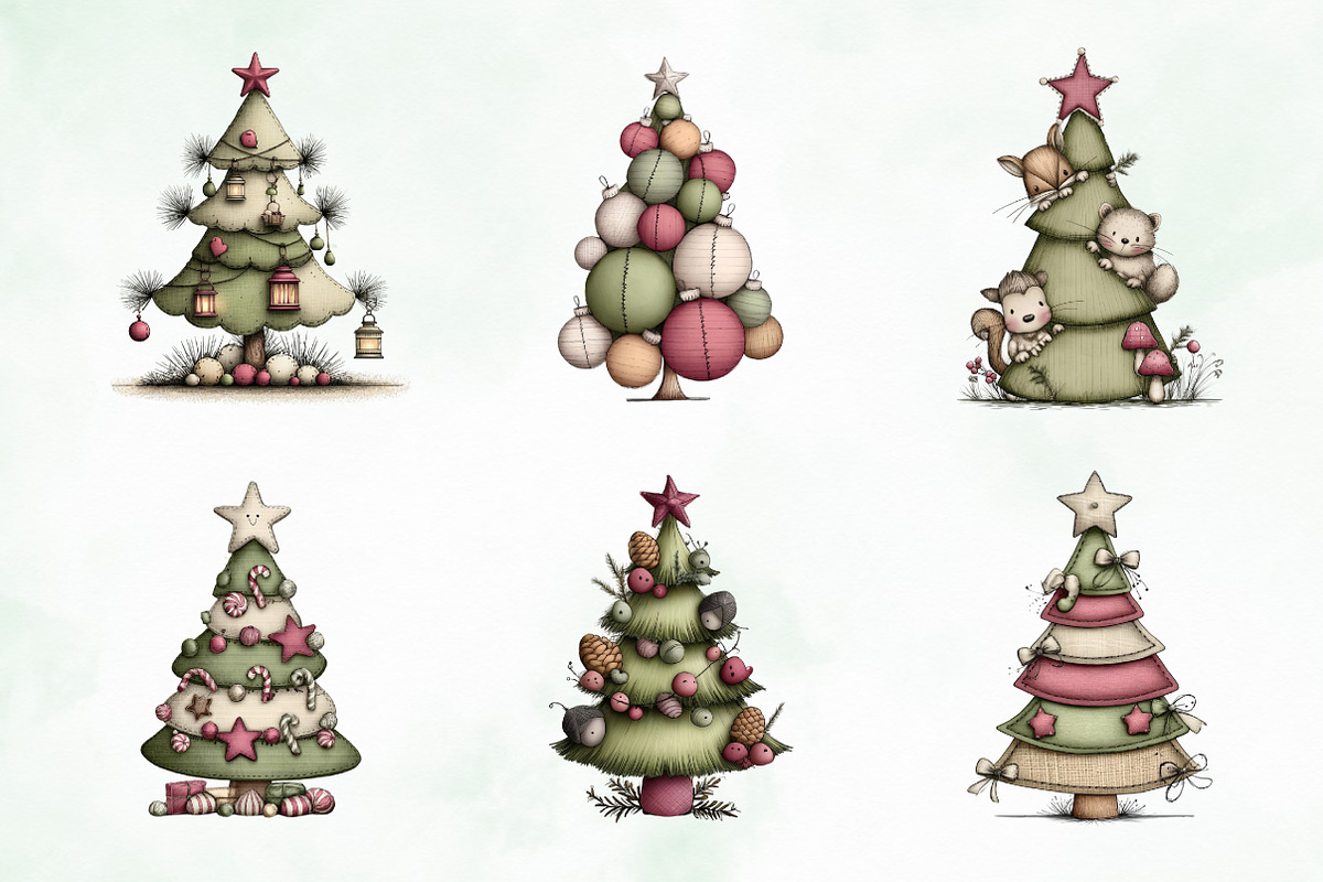 Whimsical Christmas Tree Clipart, an Illustration by Creative Art (Photo 11 of 11)