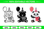 Party Panda Vector Trio Pack, an Object Graphic by Artonix (Thumbnail 1 of 3)