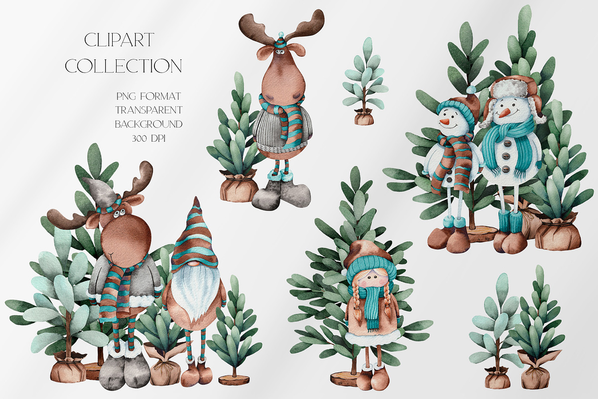 Christmas Snowmen Cartoons & Trees, an Animal Illustration by Jeanna Draw (Photo 5 of 13)