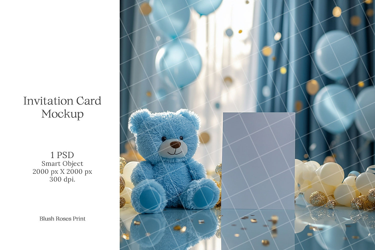 Boy baby shower invitation mockup, an Advertising Mockup by Blush Roses Print (Photo 1 of 8)