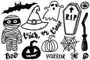 Halloween Doodle Clipart PNG Vector, an Illustration by mcherevan (Thumbnail 1 of 2)
