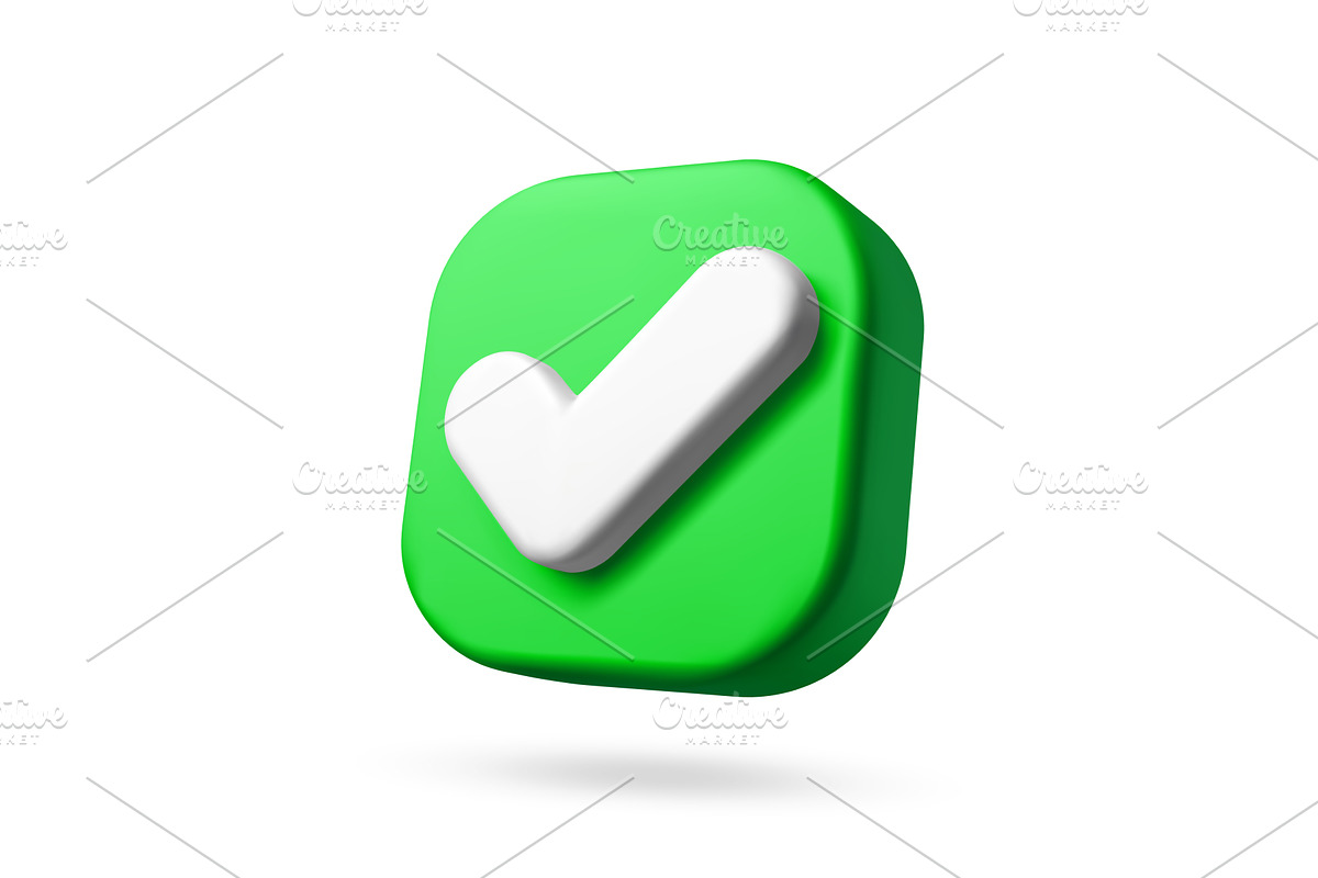 3D check icon, checklist tick, an Object Illustration by Vector Tradition