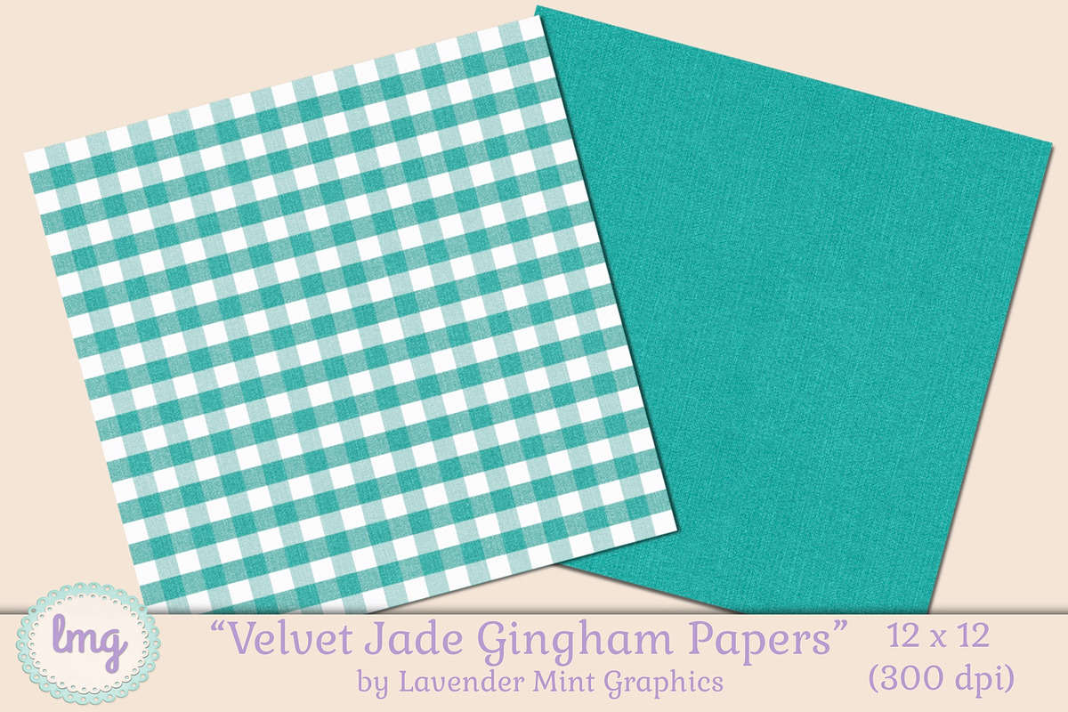 Velvet Jade Gingham Papers, a Pattern Graphic by Lavender Mint Graphics (Photo 3 of 7)