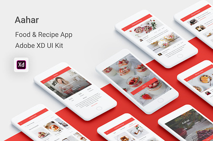 Aahar - Food & Recipe Adobe XD App, an UI Kit Template by themelove