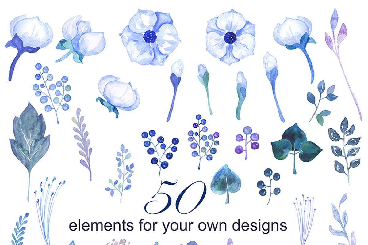 Watercolour clipart Blue, an Illustration by AqwaColor (Photo 2 of 3)