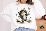 Whimsical Spring Cat Clipart, an Illustration by Craft Nest (Thumbnail 6 of 12)