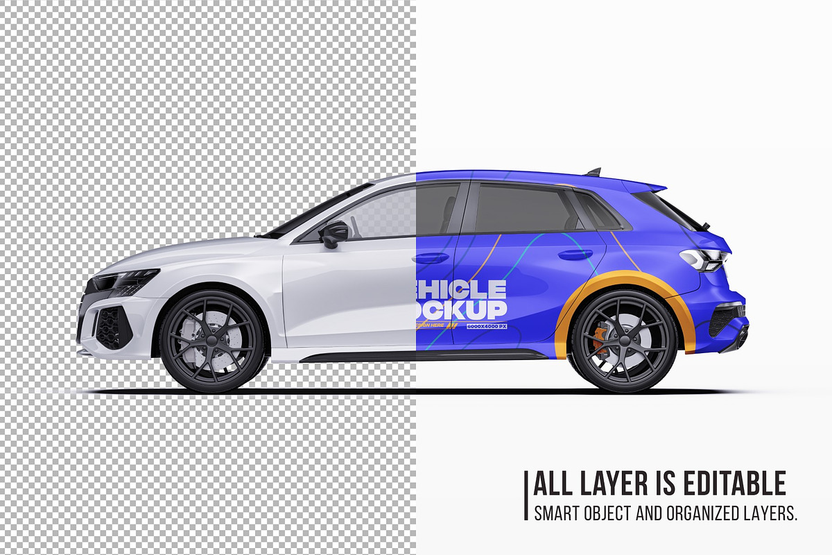 Performance Sportback Hatchback Set, an Advertising Mockup by Halal Graphic Studio (Photo 5 of 12)