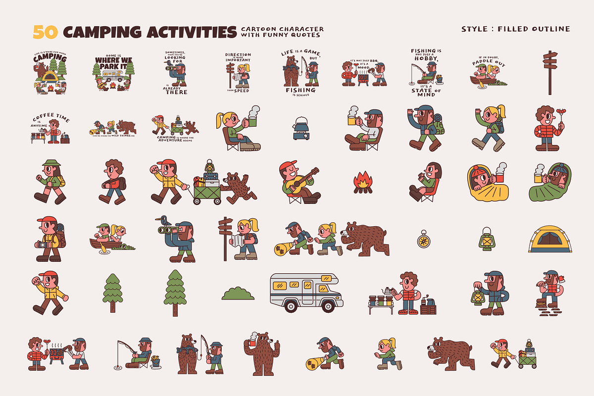 50 Camping Activities, an Illustration by monkik (Photo 7 of 21)