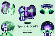 Animated Space and Sci Fi Illustrati, a Technology Illustration by Prosymbols (Thumbnail 1 of 5)