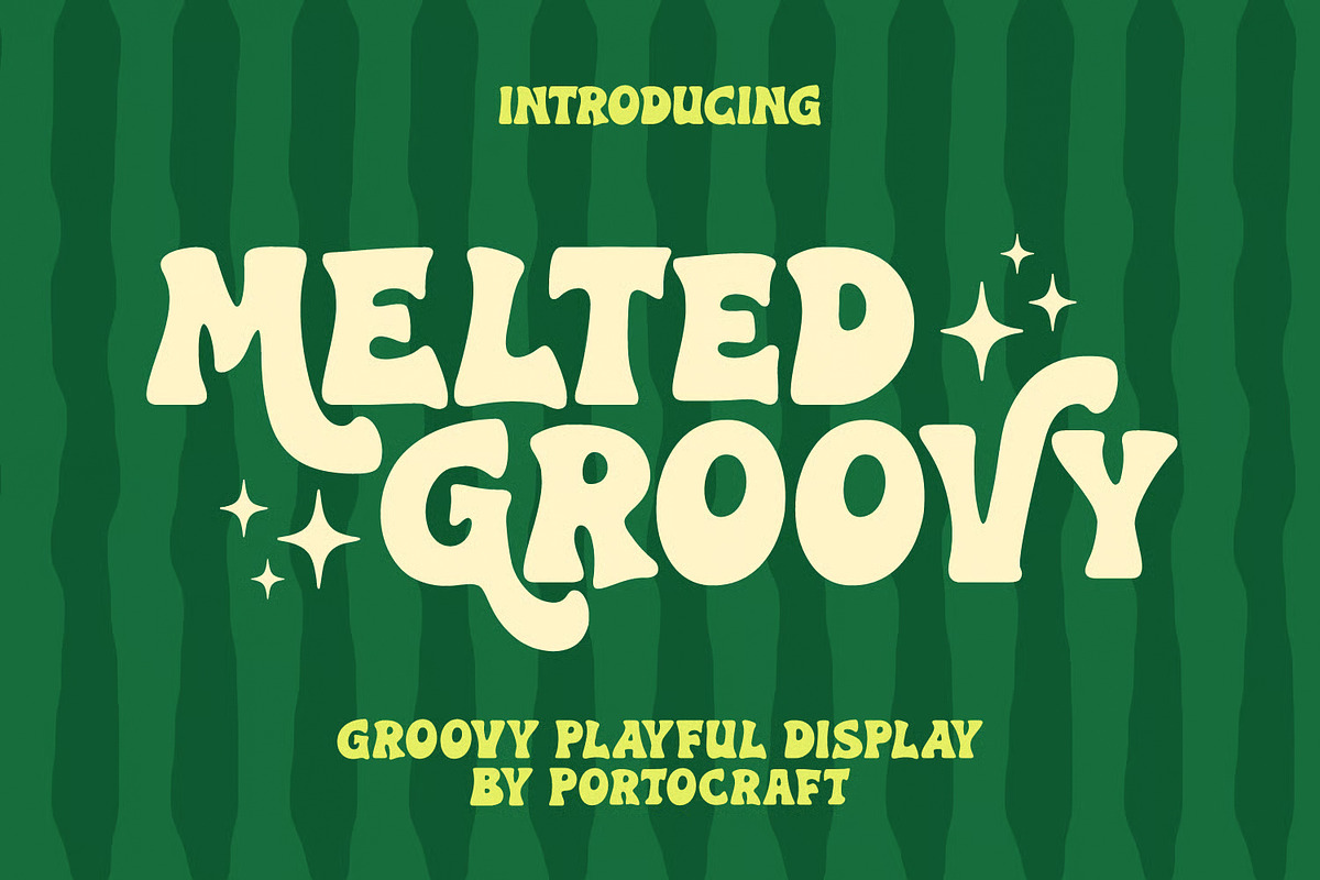 Melted Groovy Playful Display, a Sans Serif Font by Portocraft (Photo 1 of 12)