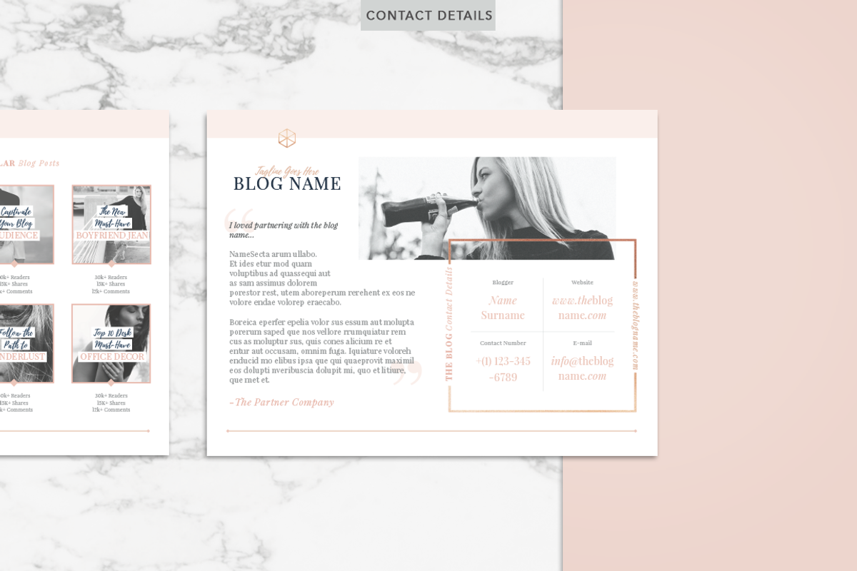 ROSE GOLD | Blog Media Kit, a Resume Template by Marigold Studios (Photo 6 of 9)