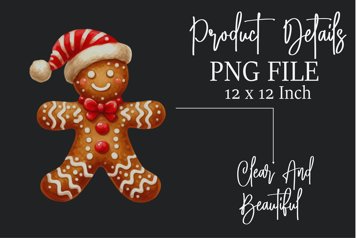Watercolor Gingerbread Man Clipart, a Seasonal Illustration by Rose Art (Photo 6 of 6)