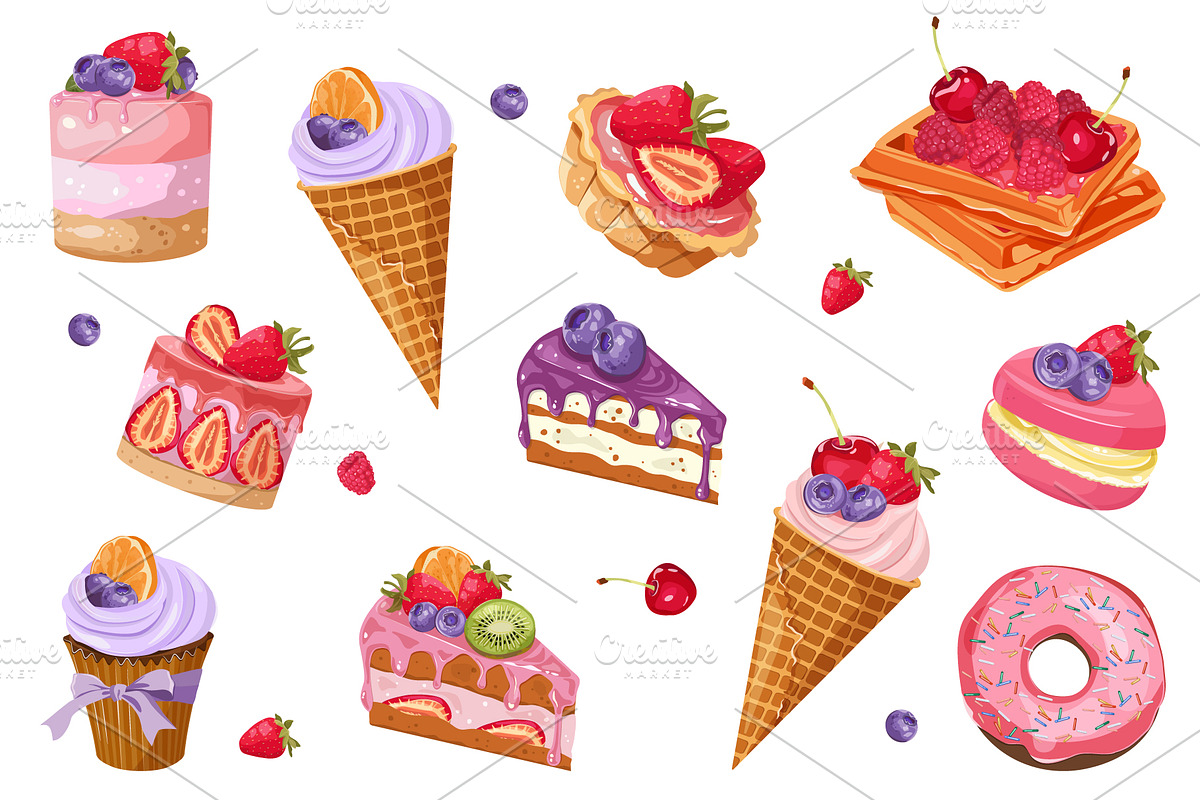A set of sweet desserts, an Object Graphic by artdemidova (Photo 1 of 9)