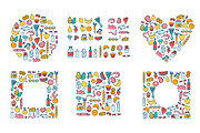 Grocery icons, patterns and borders, a Food Illustration by VasilkovS (Thumbnail 9 of 10)
