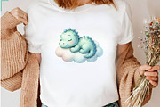 Cute Watercolor Dinosaur Clipart, a Seasonal Illustration by CreationArt (Thumbnail 6 of 7)