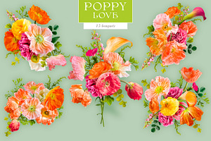 Poppy Love Floral Clip Art